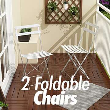 Pyramid Home Decor 2 Piece Outdoor Bistro Chair Set - Foldable Outdoor Chairs Set of 2 - Premium Ste...