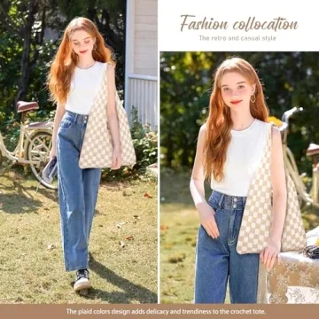 hatisan Crochet Beach Tote Bag for Women Summer Style