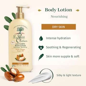 Le Petit Olivier Nourishing Body Lotion - Light, Non-Greasy Texture - Enriched With Argan Oil - Nour...