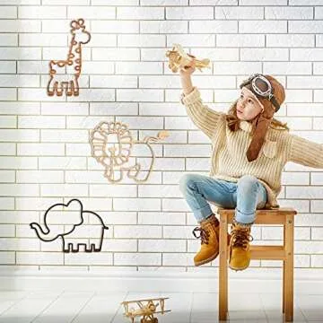 Nursery Wall Decor 3 Pieces Jungle Theme Nursery Decor Wooden Animal Wall Decor Woodland Safari Wall Decor with Glue Points for Bedroom Decor (Lion, Elephant, Giraffe)