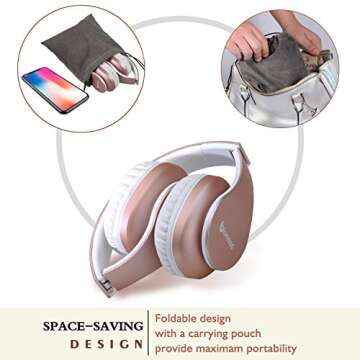 Bluetooth Headphones Over Ear, 70H Playtime and 3 EQ Music Modes Wireless Headphones with Microphone, HiFi Stereo Foldable Lightweight Headset, Deep Bass for Home Office Cellphone PC