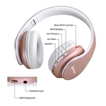 Bluetooth Headphones Over Ear, 70H Playtime and 3 EQ Music Modes Wireless Headphones with Microphone, HiFi Stereo Foldable Lightweight Headset, Deep Bass for Home Office Cellphone PC