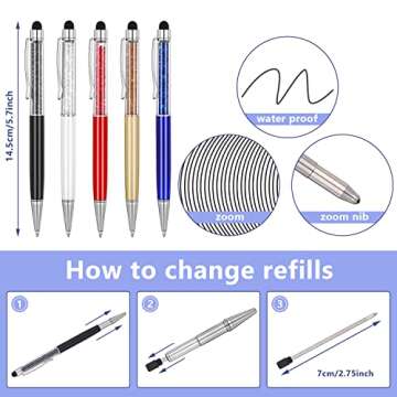 MengRan Crystal Stylus Pens - Stylish, Smooth, Gift Ready