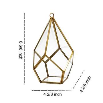 Kimdio Geometric Terrarium Clear Glass Tabletop Planter Air Plant Holder Display for Succulent Fern Moss Air Plants Holder Miniature Outdoor Fairy Garden DIY Gift