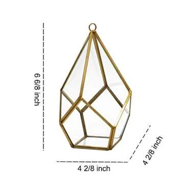 Kimdio Geometric Terrarium Clear Glass Tabletop Planter Air Plant Holder Display for Succulent Fern Moss Air Plants Holder Miniature Outdoor Fairy Garden DIY Gift