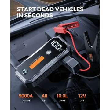 Smart 5000A Car Battery Jump Starter with Lights