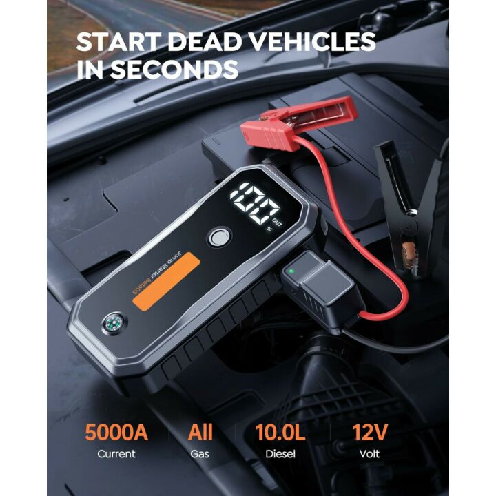 Smart 5000A Car Battery Jump Starter with Lights