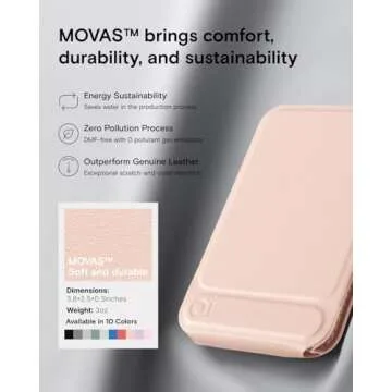 MOFT Phone Stand, Magnetic Phone Tripod Stand Stain-Resistant MOVAS Leather & Angle Adjustment & Strong Magnets Tripod for iPhone 16/15/14/13/12 (Included Metal Ring)-Peach Pink