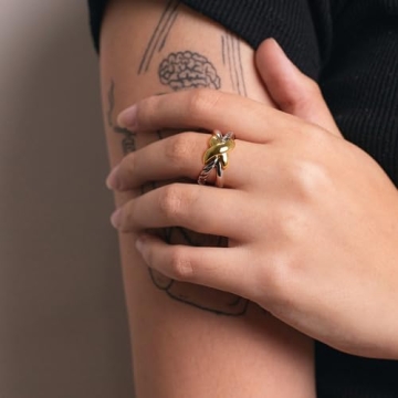 DNSWEZ Two Tone Intertwined Crossover Statement Ring