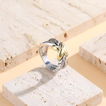 DNSWEZ Two Tone Intertwined Crossover Statement Ring
