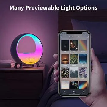 Dekala Arches Sunrise Alarm Clock with 15W Fast Wireless Charging, Sunset White Noise Sound Machine Smart Ambient Lamp Gradual Sunrise App & Touch Control Support 2.4G WiFi