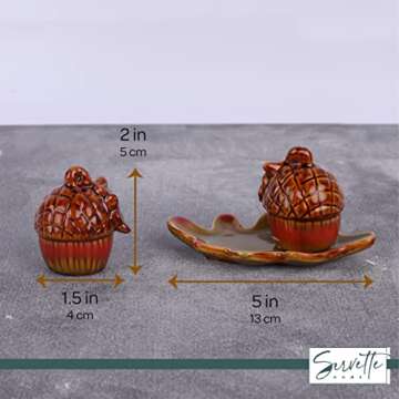 Acorn - Fall Salt and Pepper Shaker set with Leaf Shaped Tray