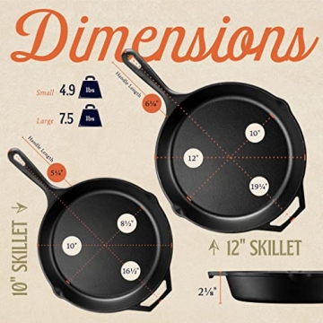 High-Quality Legend Cast Iron Skillet Set 10" & 12"