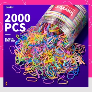 Teenitor Color Elastic Hair Bands 2000pcs for All Ages