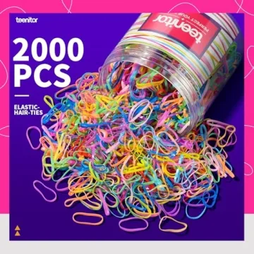 Teenitor Color Elastic Hair Bands 2000pcs for All Ages
