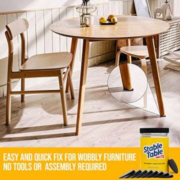 Stable Table - Black Restaurant Table Leg 30 Shim Wedges Premium Furniture Levelers Table Shims, Hom...