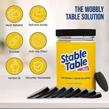 Stable Table - Black Restaurant Table Leg 30 Shim Wedges Premium Furniture Levelers Table Shims, Home Improvement DIY Levelers - Rubber Type Texture, Firm, Non-Slip, Doors, Tables and More