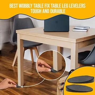 Stable Table - Black Restaurant Table Leg 30 Shim Wedges Premium Furniture Levelers Table Shims, Home Improvement DIY Levelers - Rubber Type Texture, Firm, Non-Slip, Doors, Tables and More