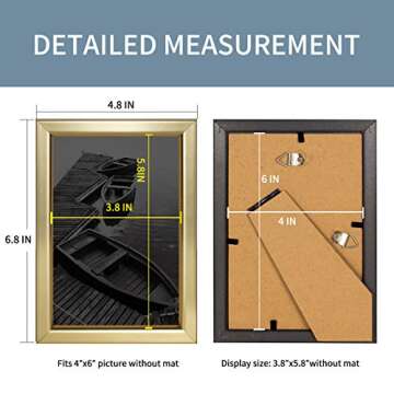 Giverny 4x6 Picture Frames Set of 4, Gold Photo Frames for Wall or Tabletop Display, Classic and Sim...