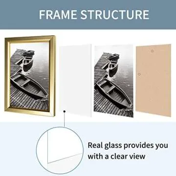 Giverny 4x6 Picture Frames Set of 4, Gold Photo Frames for Wall or Tabletop Display, Classic and Simple Style with Glossy Finish Frame, Perfect for Home Office Deco