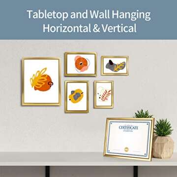 Giverny 4x6 Picture Frames Set of 4, Gold Photo Frames for Wall or Tabletop Display, Classic and Simple Style with Glossy Finish Frame, Perfect for Home Office Deco