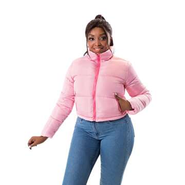 Hujoin Women's Crop Short Jacket Cropped Puffer Fashion Jackets for Women Warm Winter Lightweight Coat