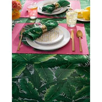 DII Outdoor Tabletop Collection, Stain Resistant & Waterproof, 60x84, Banana Leaf