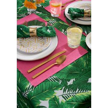 DII Outdoor Tabletop Collection, Stain Resistant & Waterproof, 60x84, Banana Leaf