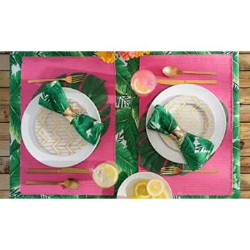 DII Outdoor Tabletop Collection, Stain Resistant & Waterproof, 60x84, Banana Leaf