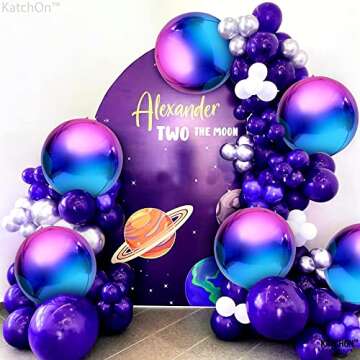 Katchon, Purple Galaxy Balloons - 22 Inch, Pack of 12 | Metallic Purple Balloons, Iridescent Balloon...