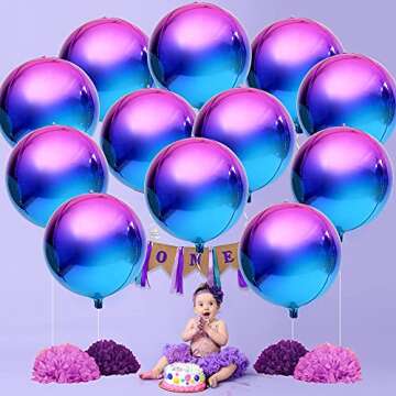 Katchon Purple Galaxy Balloons - 22 Inch Iridescent Pack of 12