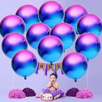 Katchon Purple Galaxy Balloons - 22 Inch Iridescent Pack of 12