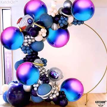 Katchon Purple Galaxy Balloons - 22 Inch Iridescent Pack of 12