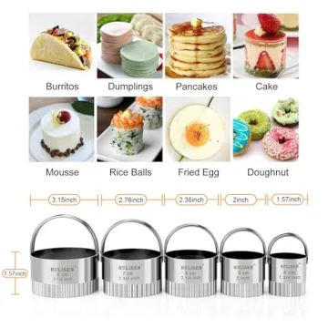 HULISEN Biscuit Cutter Set - 5 Durable Stainless Steel Cutters with Handle