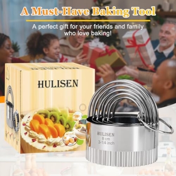 HULISEN Biscuit Cutter Set - 5 Durable Stainless Steel Cutters with Handle