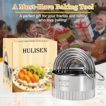 HULISEN Biscuit Cutter Set - 5 Durable Stainless Steel Cutters with Handle