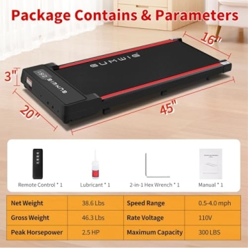 GUMWIG Under Desk Walking Pad Compact Treadmill