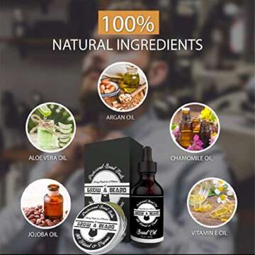 Beard Grooming Kit for Men - Bamboo Travel Set With Brush, Comb, Oil & Balm for Growth, Styling, Shine & Softness - Great Gift