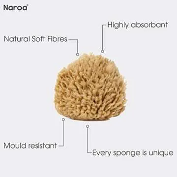 Naroa Baby Bath Sponge | Natural Soft Sea Sponge for Newborn Baby Bathing | Premium Unbleached Sea Wool Sponge for Toddlers Soft Skin | Baby Bath Essentials Wash Gift Registry Infant Boy Girl