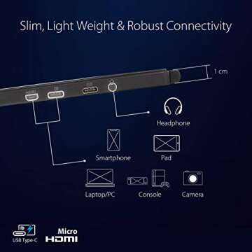 ASUS ROG Strix 17.3" 1080P Portable Gaming Monitor (XG17AHP)-FHD, IPS, 240Hz, Adaptive-Sync, Built-in Battery, ROG Bag, Tripod Stand, USB Type-C, Micro HDMI for Laptop, PC, Console, 3-Year Warranty