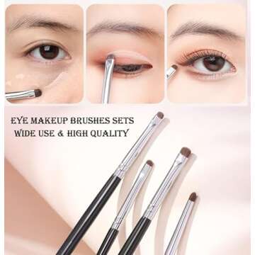 SALOCY Mini Smudge Brush for Eyeliner,Eyeshadow Brushes,Eyeliner Brush for Powder Gel Cream Liquid Concealer, Eye liner Blending, Highlighting brush,Concealer Brush,Eye Makeup Brush Set