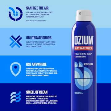 Ozium 3.5 Oz. Air Sanitizer & Odor Eliminator for Homes, Cars, Offices and More, Original Scent,(Pack of 2), clear