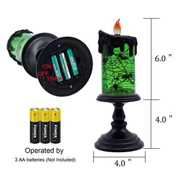 Eldnacele Halloween Snow Globe Candles Lighted Lamp, Battery Operated Spooky Spinning Water Glittering Tornado Candles Flameless Candles Table Centerpiece for Halloween Celebration Parties(Spider)
