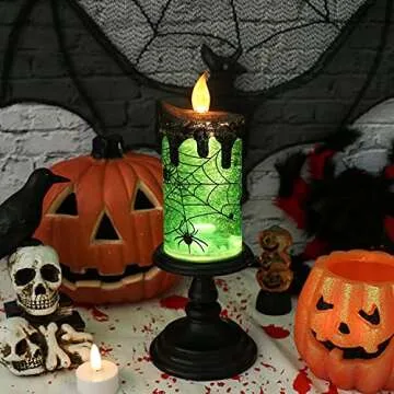 Eldnacele Halloween Snow Globe Candle Lighted Lamp