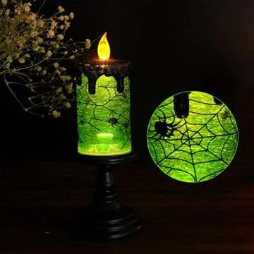 Eldnacele Halloween Snow Globe Candle Lighted Lamp