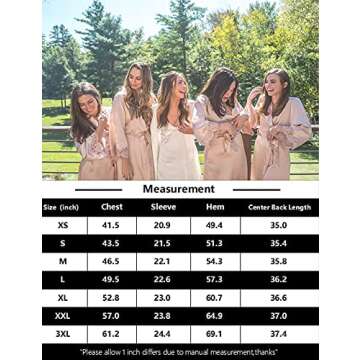 URRU Women's Bathrobes Short Kimono Robe Bridesmaids Satin Sleepwear above Knee Length Black S