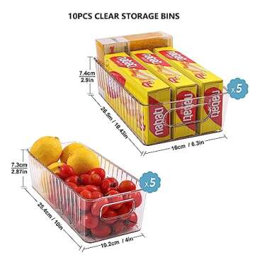 Shopwithgreen Clear Refrigerator Organizer Bins,10 PCS Stackable Food Storage Organizer with Handle,...