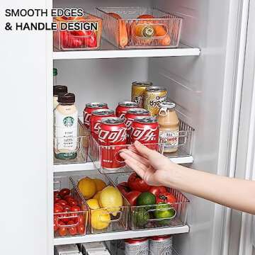 Shopwithgreen Clear Refrigerator Organizer Bins,10 PCS Stackable Food Storage Organizer with Handle, BPA Free and Plastic Freezer Organizer for Fridge, Pantry, Cabinet, Kitchen Countertops