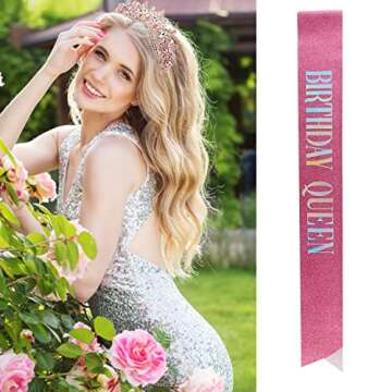 VELSCRUN Birthday Crowns for Women, Pink Crowns with Cherry Blossoms, Regal Tiara for Women & Teen G...