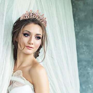 VELSCRUN Birthday Crowns for Women, Pink Crowns with Cherry Blossoms, Regal Tiara for Women & Teen Girls